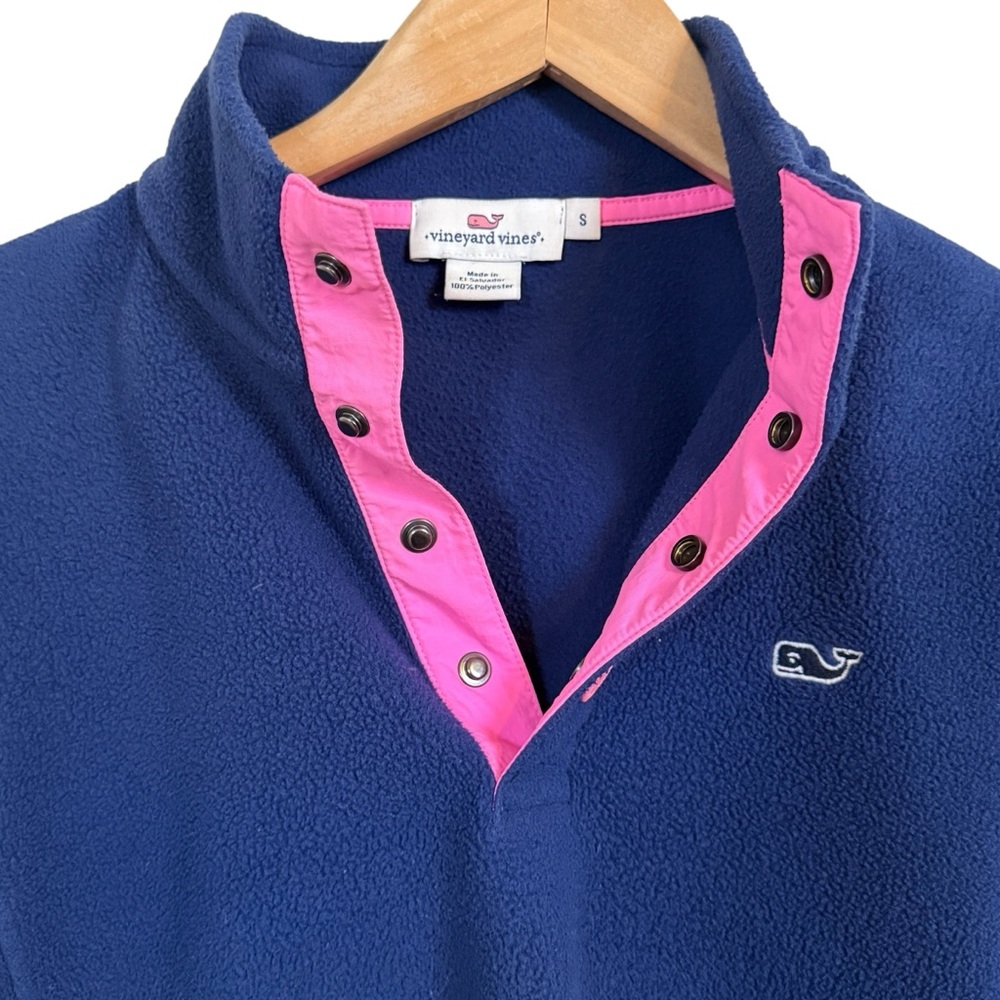 Vineyard Vines Blue Fleece Shirt Snap Button Pullover Women’s Size S - Picture 3 of 10